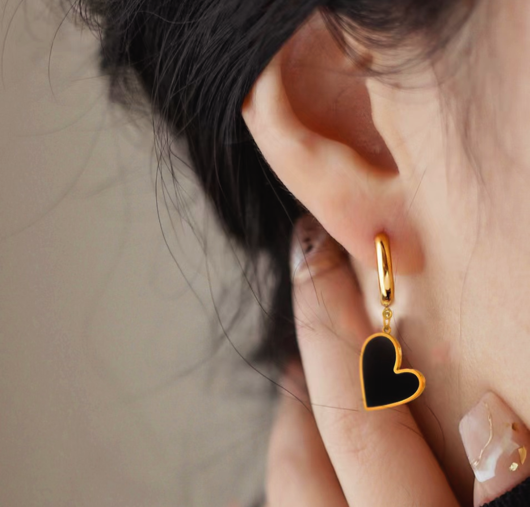 Black Heart Earrings